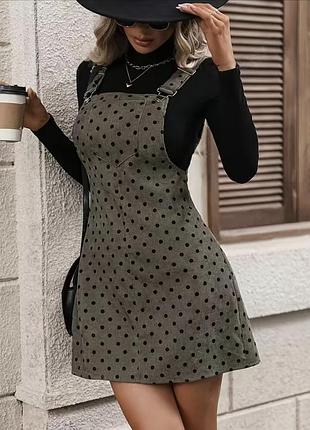Стильный вельветовый сарафан в горошек от shein