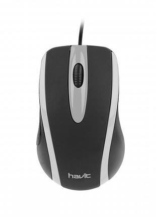 Дротова миша havit hv-ms753 usb black/gray (1000 dpi, 3 кл)