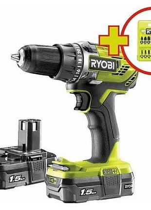Шуруповерт аккумуляторный ryobi r18dd3-215ga17 (2×rb18l15 (1.5 ач), зарядное устройство)