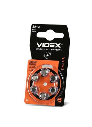 Батарейка воздушно цинковая для слуховых аппаратов videx za13 (pr48) 1.45v блистер 6 шт ft