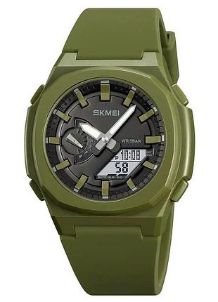 Часы мужские 2091agwt skmei, army green-white - спортивные водостойкие электронно-аналоговые часы ft