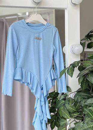 Детская кофточка в камушках в рубчик нарядная для танцев для повседневной носки