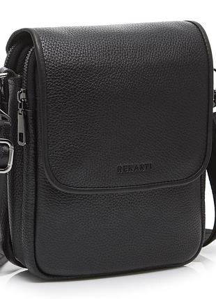 Кожаная мужская сумка-мессенджер 24х20х6, барсетка через плечо tiding bag td-23433 черная