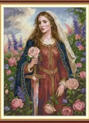 Набор для вышивания “female warrior".aida 14ct printed , 35*44 см