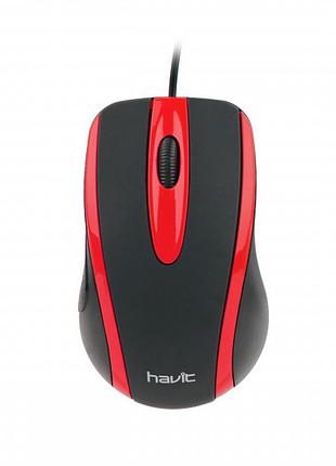 Дротова миша havit hv-ms753 usb black/red (1000 dpi, 3 кл)