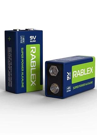 Батарейка rablex super power 9v 6lr61 щелочная крона для сигнализации и приборов, 1 шт ft