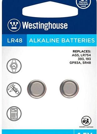 Лужна батарейка westinghouse alkaline "таблетка" lr48 ag5 2 шт./пач. blister ft