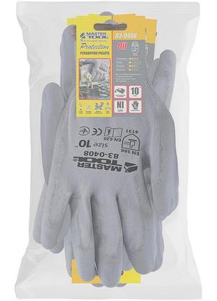 Перчатки трикотажные бесшовные mastertool нитриловое покрытие ладони 10" 12 пар серые 83-0408doz 2