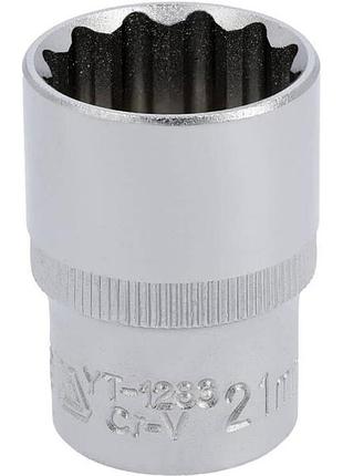 Головка торцева 12-гранна квадрат 1/2», м = 21 мм, l = 38 мм yato (yt-1283)