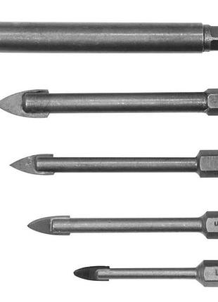 Набір свердел зі скла та кераміки sthor 4-10 мм hex-1/4" yg6x 5 шт (21709)