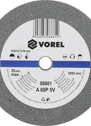 Круг для точила мелкозернистый, 125х12.7х17 мм vorel (08861)