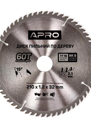 Диск пиляльний для дерева 210х32 (30)х60т apro (830194)