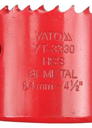 Коронка по металу та дереву біметалічна 46 мм, hss m3 yato (yt-3322)