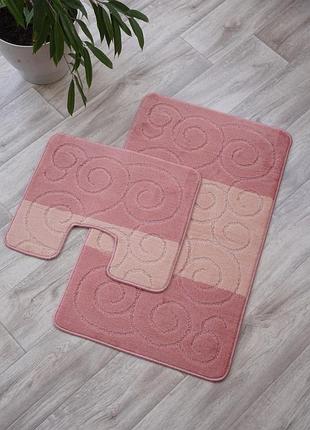 Комплект у ванну 60*100 та 60*50см рожевий 0756