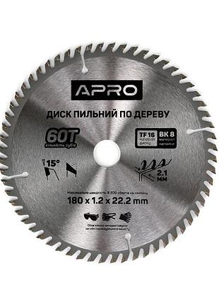 Диск пиляльний для дерева 180х22,2 (20)х60т apro (830137)
