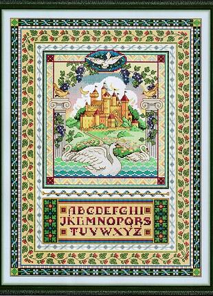 Набір для вишивання за нанесеною на канву схемою “swan castle”.aida 14ct printed , 41*52 см