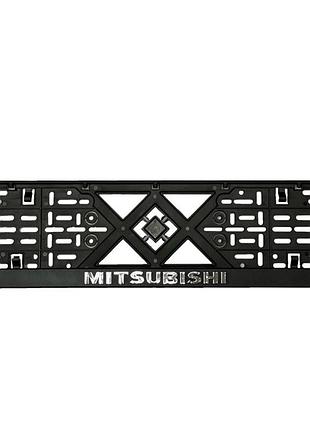 Рамка номерного знаку хром надпис mitsubishi пластик чорна 1шт