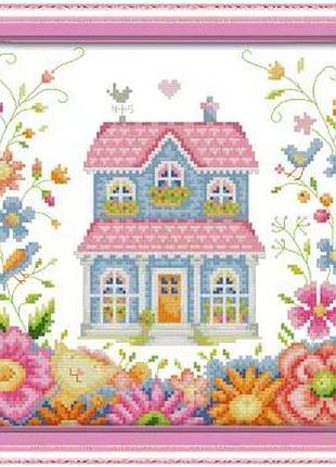 Набор для вышивания по нанесённой на канву схеме “the garden shed (2)”. aida 14ct printed , 22*22 см.
