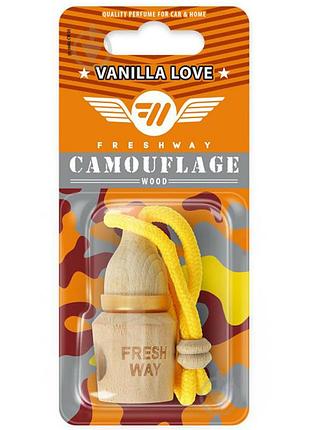 Ароматизатор для авто пробка "camouflage wood" vanilla love (ванильная любовь) 5мл freshway