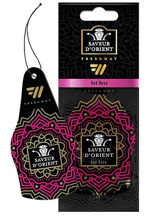 Ароматизатор для авто листочок "saveur d'orient" oud rose freshway