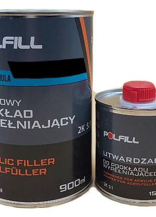 Грунт акриловый 5:1 2k eco черный 750мл+150мл затв. polfill