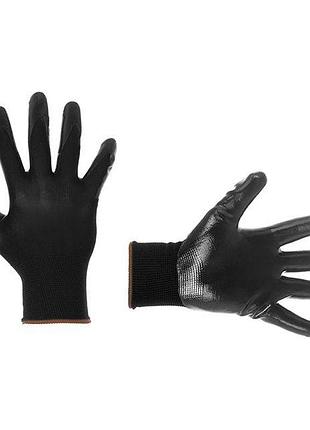 Рукавичка трикотажна, синтетична, чорного кольору, з нітриловим покриттям чорного кольору, 7" intertool