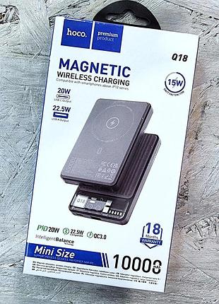 Повербанк с беспроводной зарядкой hoco qi8 type-c 1usb 10000 mah умб power bank qc/pd 22,5w 3a