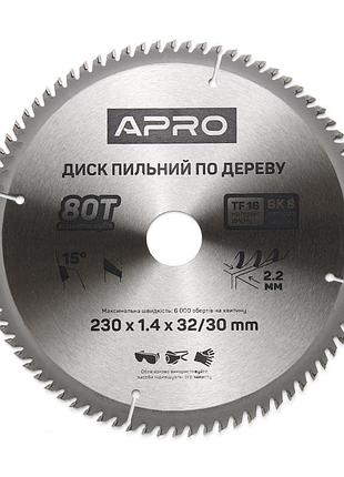 Диск пиляльний для дерева 230х32 (30)х80т apro (830204)