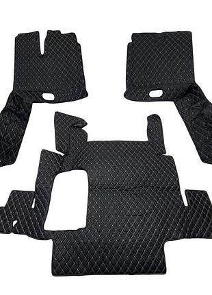 Коврик салона 3д эко-кожа man tgx e5 2 ящ. черный-бежевая строчка