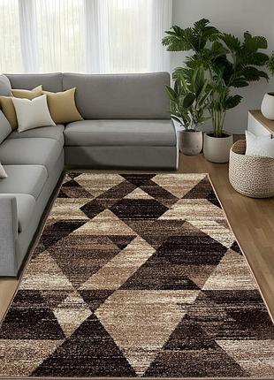 Ковер 2.5 х 5.0 бежево-коричневый с низким ворсом espresso beige / vizon 01182a