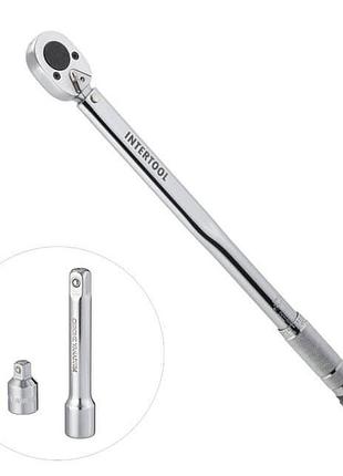 Ключ динамометричний 1/2", 28-210 нм, перехідник 1/2"*3/8", подовжувач 125 мм * 1/2" intertool xt-9007