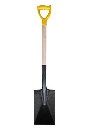 Лопата траншева mastertool 180х290х1200 мм молоткове фарбування з дерев'яною ручкою та тримачем 14-6270