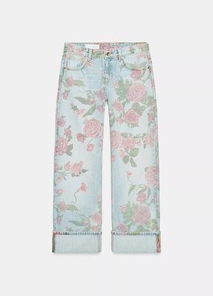 Джинси zara розмір 42 з рожевими трояндами