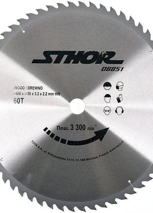 Диск пильный по дереву ø= 400/30 мм, h= 3,2 мм, 60 зубьев sthor (08851)
