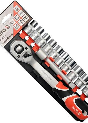 Набор головок з трещоткой, 1/2", м10-24 мм, 12 ед. yato (yt-38821)