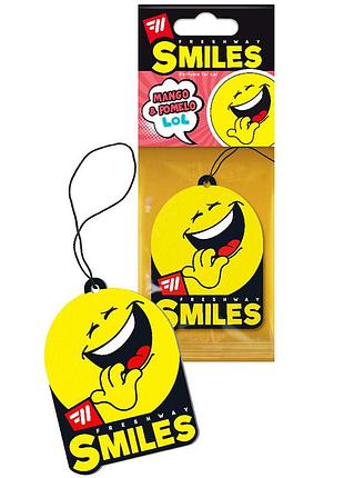 Ароматизатор для авто листочка "smiles dry" mango and pomelo (манго и помело) freshway