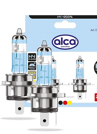 Автомобильная лампа галогенная +200% (2шт) h4 12в 60/55вт alca, 720250