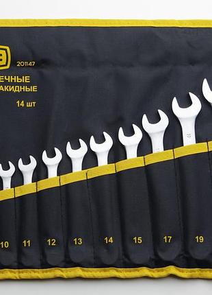 Набір ключів ріжково-накидних сила crv у чохлі 6 — 24 мм 14 шт (201147)