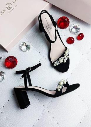 Chinese laundry оригинал босоножки на широком каблуке с камнями и жемчугом