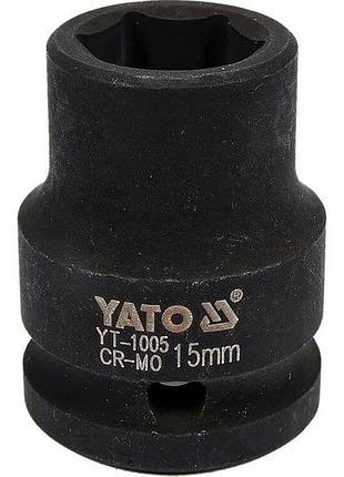Головка торцевая ударная 6-гранная квадрат 1/2», м= 15 мм, l= 39 мм yato (yt-1005)