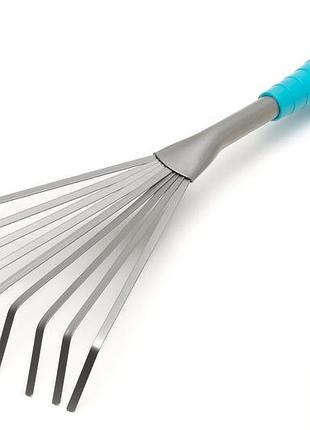 Грабли садовые веерные mastertool 9 зубов 400х135 мм с пластиковой ручкой 14-6184