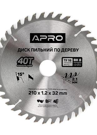 Диск пиляльний для дерева 210х32 (30)х40т apro (830192)