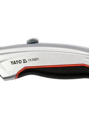 Нож трапеция, лезвие 33 х 61 мм, сталь sk5, 3 запасных лезвия yato (yt-75201)