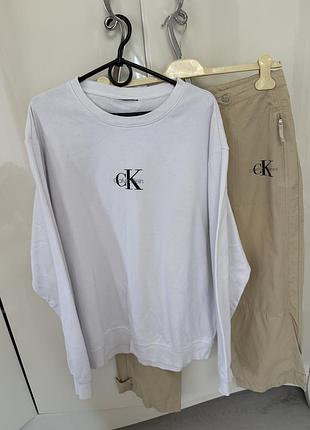 Костюм кофта худі світшот білий штани спортивний бежеві жіночий бавовняний натуральний прямі