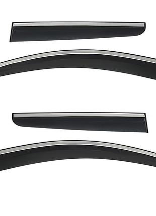 Дефлекторы окон (ветровики) с хром полоской nissan qashqai 2007-2014, 4шт, sunplex, на скотче