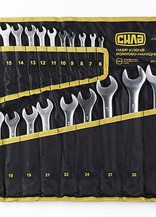 Набор ключей рожково - накидных crv в чехле 6-19, 21,22, 24, 27, 30, 32мм (20шт) сила