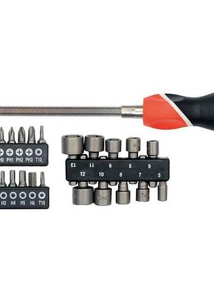 Гнучка викрутка зі змінними насадками ph-pz-sl-torx-hex, 1/4", 31 од. yato (yt-25972)