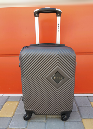 Чорний дорожній чемодан міцний полікарбонат abs fly ручна поклажа4 фото
