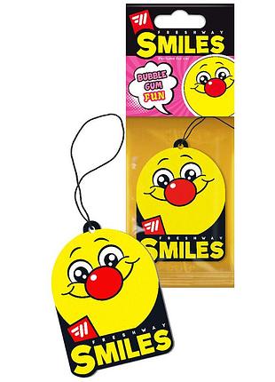 Ароматизатор для авто листочка "smiles dry" bubble gum (жужная резинка) freshway