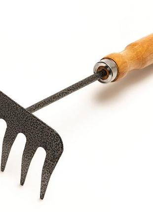 Грабли садовые mastertool 5 зубьев 255х95 мм с деревянной ручкой 14-6191